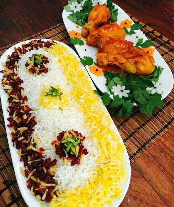 تزیین برنج ساده زیباترین و قشنگ ترین ایده ها برای تزیین برنج با زعفران و خلال پسته