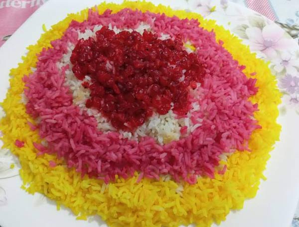تزیین برنج ساده زیباترین و قشنگ ترین ایده ها برای تزیین برنج با زعفران و خلال پسته